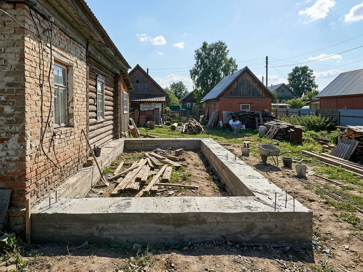 Готовый ленточный фундамент под небольшой пристрой