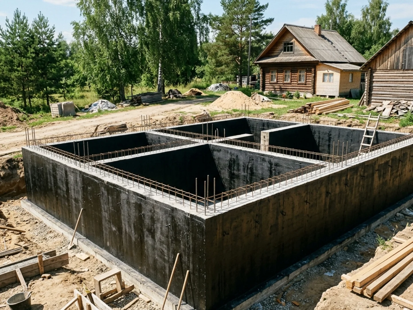 Готовые стены цокольного этажа под гидроизоляцию
