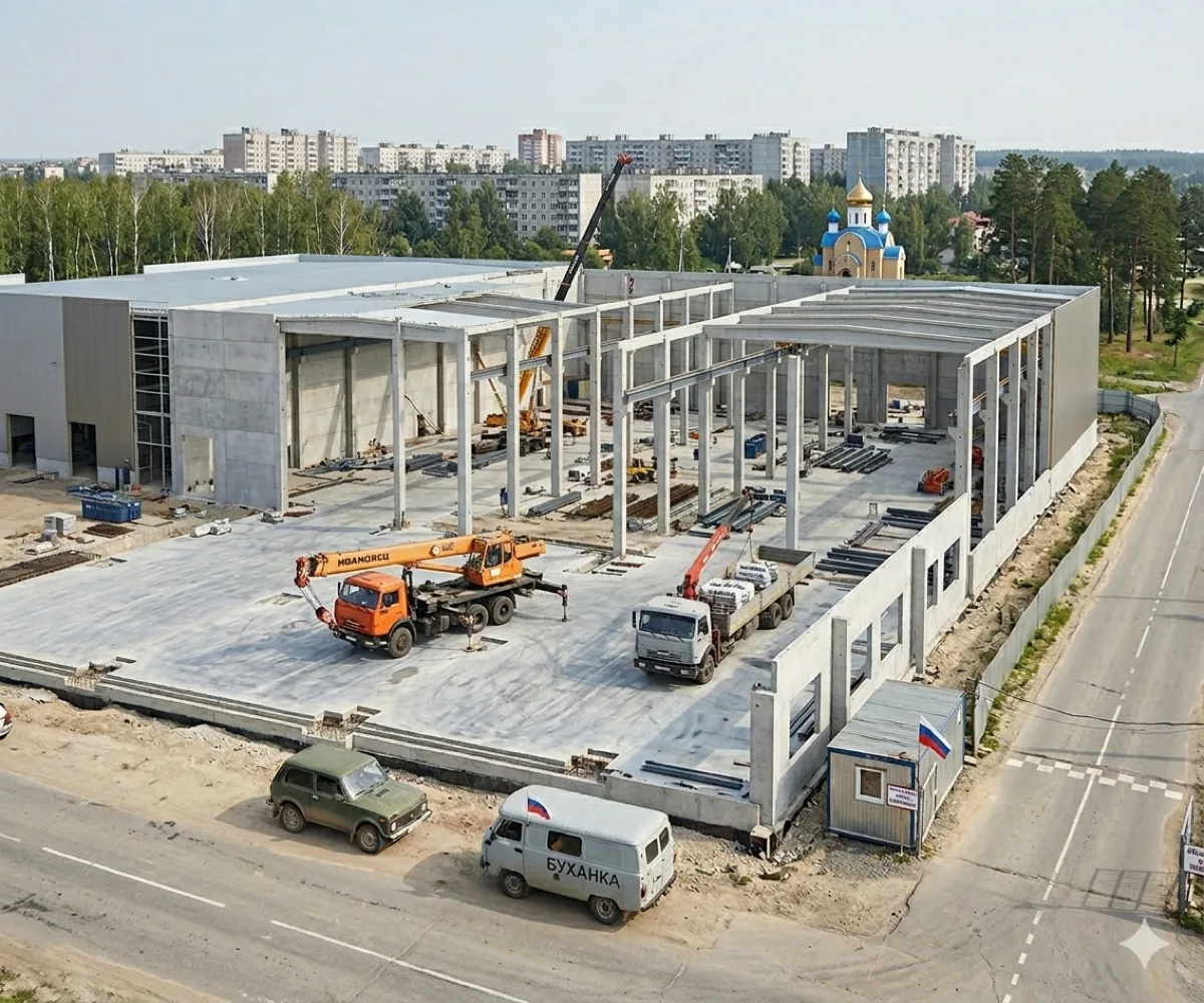 Фундамент под промышленное здание с учётом мест опирания и рабочих зон